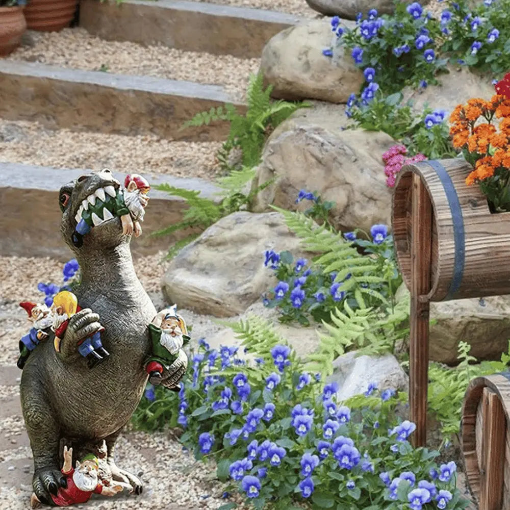 Rynx | Dinosaur Garden Figurine – Funny & Unique Gnome Eater