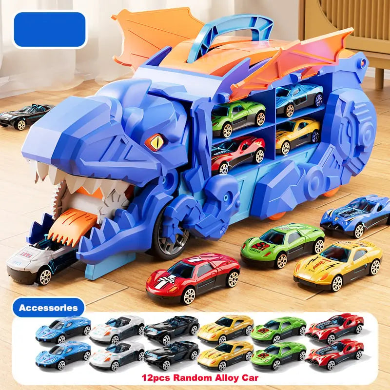 Rynx | Dinosaur Transporter – Foldable racetrack with metal cars
