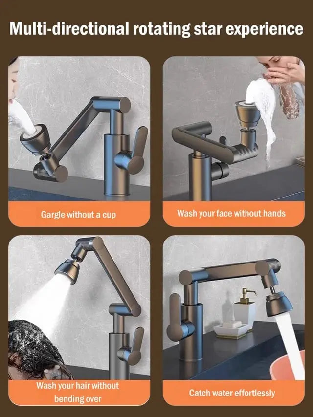 Rynx | Redatable 1080° Faucet – Robot Arm Design & 2 Spray Types