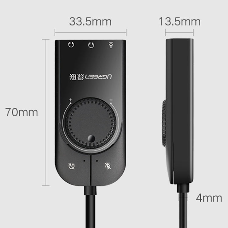 Rynx | UGREEN CM109 USB to 3-Ports 3.5mm Computer External Audio Card with Volume Control, Length: 15cm