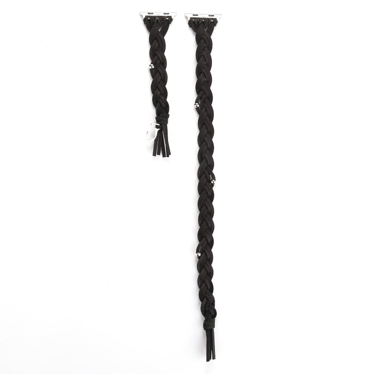 Rynx | Handwoven leather bracelet for Apple Watch Ultra 49 mm & Watch Ultra 2 49 mm / Series 9 & 8 & 7 45 mm / SE 3 & SE 2 & 6 & SE & 5 & 4 44 mm / 3 & 2 & 1 42 mm (Black)