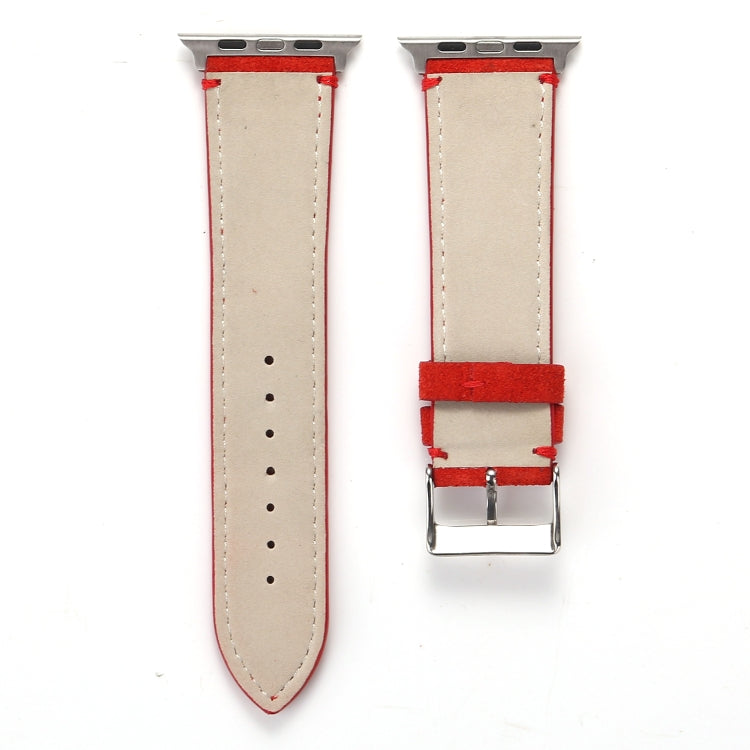 Rynx | Frosted Genuine Leather Watch Band for Apple Watch Series 7 41mm / 6 & SE & 5 & 4 40mm / 3 & 2 & 1 38mm (Red)