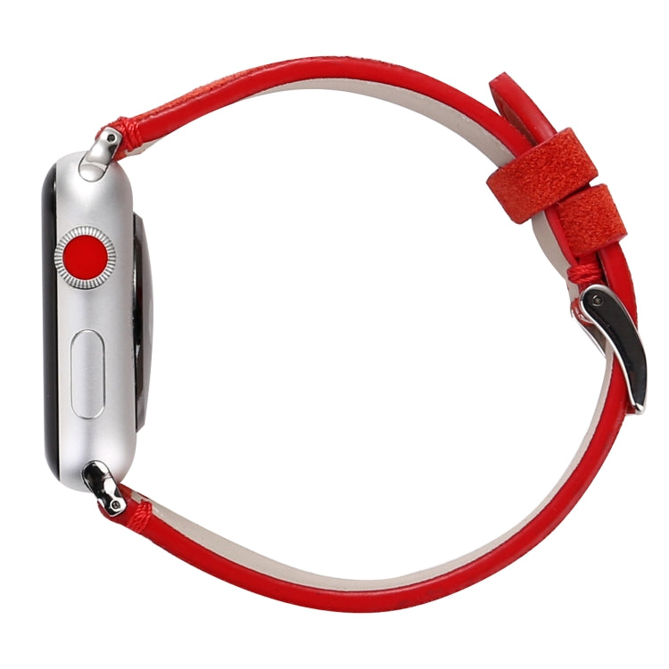 Rynx | Frosted Genuine Leather Watch Band for Apple Watch Series 7 41mm / 6 & SE & 5 & 4 40mm / 3 & 2 & 1 38mm (Red)