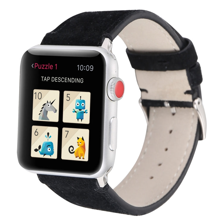 Rynx | Frosted Genuine Leather Watch Band For Apple Watch Series 7 41mm / 6 & SE & 5 & 4 40mm / 3 & 2 & 1 38mm (Black)