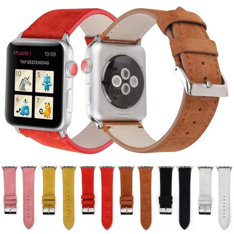 Rynx | Frosted Genuine Leather Watch Band for Apple Watch Series 7 41mm / 6 & SE & 5 & 4 40mm / 3 & 2 & 1 38mm (Red)