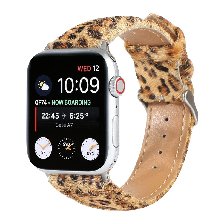 Rynx | Horsehair Fluffy Leopard Pattern Leather Watch Band for Apple Watch Series 7 41mm / 6 & SE & 5 & 4 40mm / 3 & 2 & 1 38mm(5)