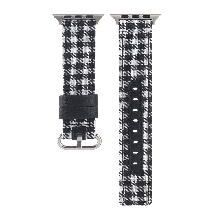 Rynx | Grid Pattern Round Buckle Leather Watch Band for Apple Watch Series 7 45mm / 6 & SE & 5 & 4 44mm / 3 & 2 & 1 42mm (White Black)