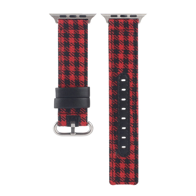 Rynx | Grid Pattern Round Buckle Leather Watch Band for Apple Watch Series 9&8&7 41mm / SE 3&SE 2&6&SE&5&4 40mm / 3&2&1 38mm (Red Black)