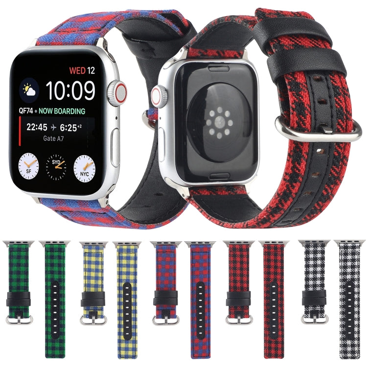 Rynx | Grid Pattern Round Buckle Leather Watch Band for Apple Watch Series 9&8&7 41mm / SE 3&SE 2&6&SE&5&4 40mm / 3&2&1 38mm (Red Black)