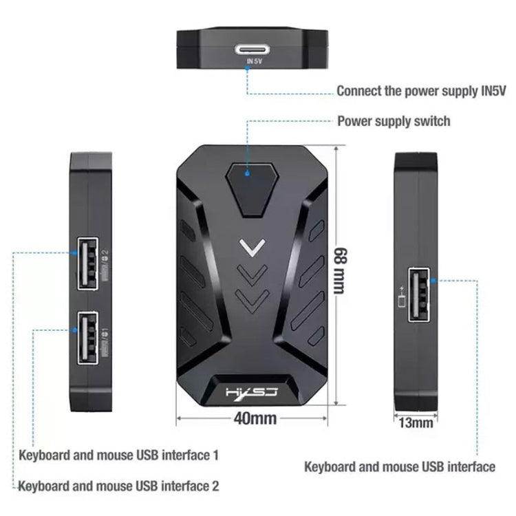 Rynx | HXSJ V100+J900+P8 One-Hand Keyboard + Programmable Gaming Mouse + Keyboard-Mouse Converter Set