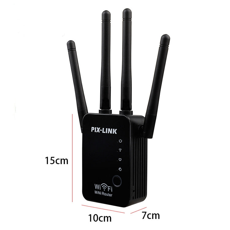 Rynx | Wireless Smart WiFi Router Repeater with 4 WiFi Antennas, Plug Specification: EU Plug (Black)