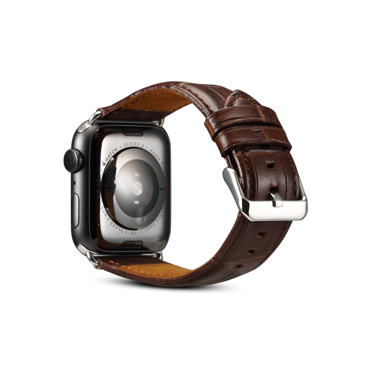 Rynx | For Apple Watch Series 9&8&7 41mm / SE 3&SE 2&6&SE&5&4 40mm / 3&2&1 38mm Cowhide Crocodile Leather Texture Strap Watch Band (Coffee)