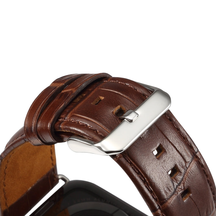 Rynx | For Apple Watch Series 9&8&7 41mm / SE 3&SE 2&6&SE&5&4 40mm / 3&2&1 38mm Cowhide Crocodile Leather Texture Strap Watch Band (Coffee)