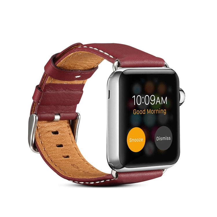 Rynx | For Apple Watch Series 9&8&7 41mm / SE 3&SE 2&6&SE&5&4 40mm / 3&2&1 38mm Environmental Protection Genuine Leather Watch Band Watch Band (Red-Brown)