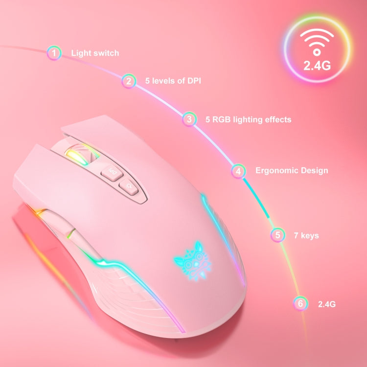 Rynx | ONIKUMA CW905 2.4G RGB Lighting Wireless Mouse (Pink)