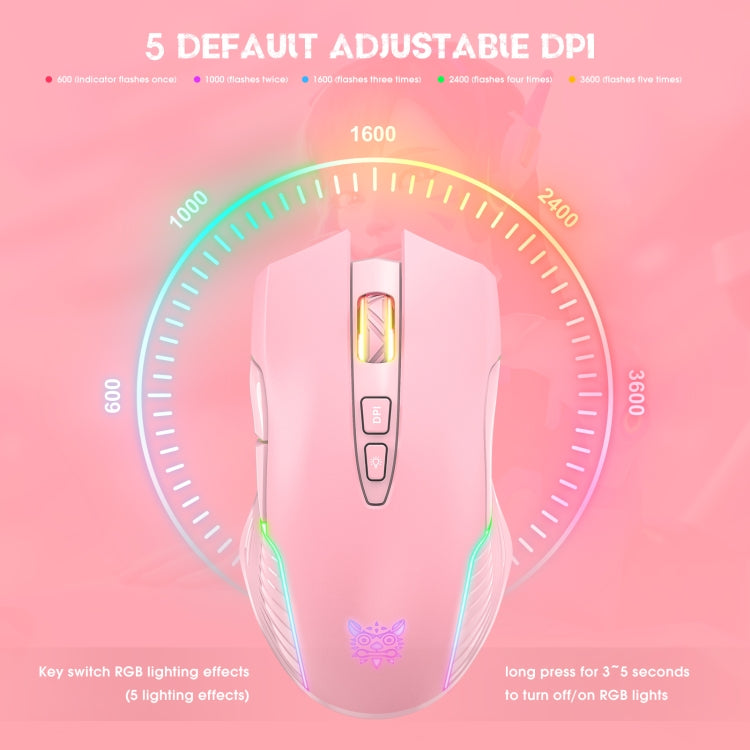 Rynx | ONIKUMA CW905 2.4G RGB Lighting Wireless Mouse (Pink)
