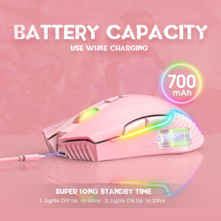 Rynx | ONIKUMA CW905 2.4G RGB Lighting Wireless Mouse (Pink)