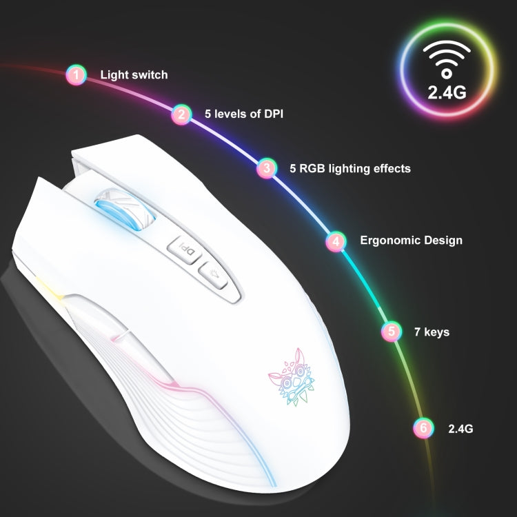 Rynx | ONIKUMA CW905 2.4G RGB Lighting Wireless Mouse (Gray White)