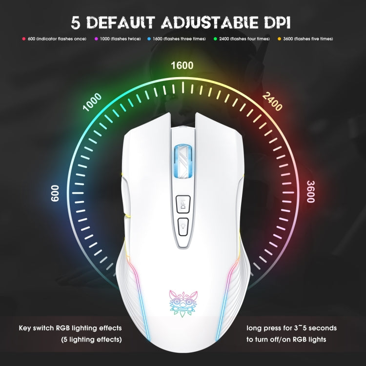 Rynx | ONIKUMA CW905 2.4G RGB Lighting Wireless Mouse (Gray White)