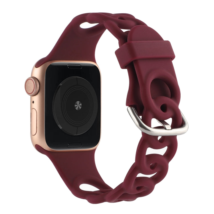 Rynx | Hollow Silicone Watch Band for Apple Watch Series 9&8&7 41mm / SE 3&SE 2&6&SE&5&4 40mm / 3&2&1 38mm (Wine Red)