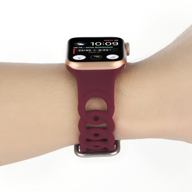 Rynx | Hollow Silicone Watch Band for Apple Watch Series 9&8&7 41mm / SE 3&SE 2&6&SE&5&4 40mm / 3&2&1 38mm (Wine Red)