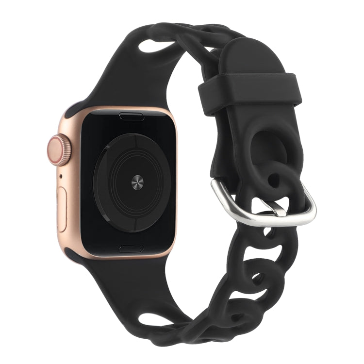 Rynx | Hollow Silicone Watch Band for Apple Watch Ultra 49mm & Watch Ultra 2 49mm / Series 9 & 8 & 7 45mm / SE 3 & SE 2 & 6 & SE & 5 & 4 44mm / 3 & 2 & 1 42mm (Black)
