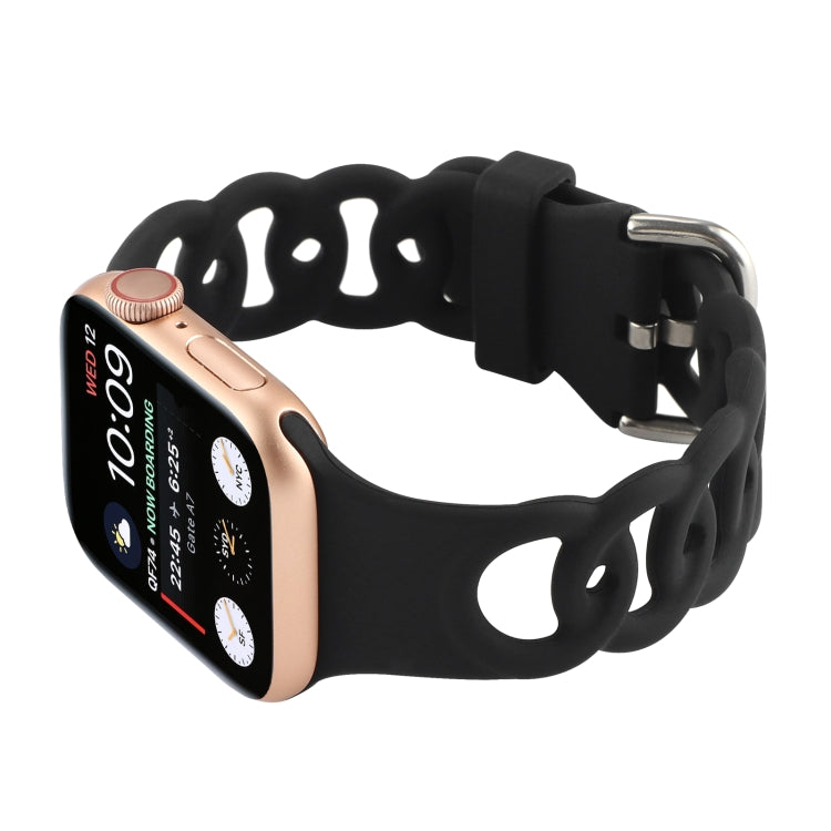 Rynx | Hollow Silicone Watch Band for Apple Watch Ultra 49mm & Watch Ultra 2 49mm / Series 9 & 8 & 7 45mm / SE 3 & SE 2 & 6 & SE & 5 & 4 44mm / 3 & 2 & 1 42mm (Black)