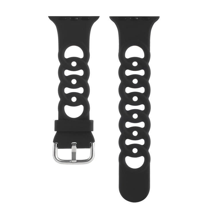 Rynx | Hollow Silicone Watch Band for Apple Watch Ultra 49mm & Watch Ultra 2 49mm / Series 9 & 8 & 7 45mm / SE 3 & SE 2 & 6 & SE & 5 & 4 44mm / 3 & 2 & 1 42mm (Black)