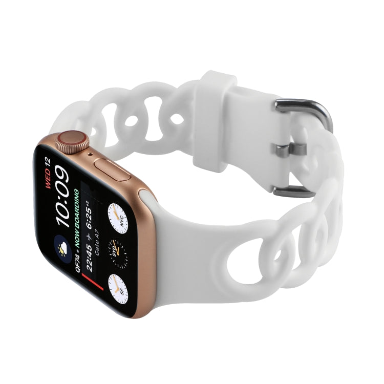 Rynx | Hollow Silicone Watch Band for Apple Watch Ultra 49 mm & Watch Ultra 2 49 mm / Series 9 & 8 & 7 45 mm / SE 3 & SE 2 & 6 & SE & 5 & 4 44 mm / 3 & 2 & 1 42 mm (White)
