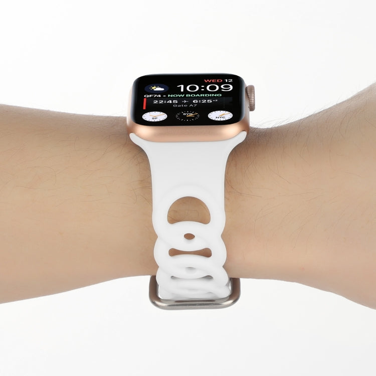 Rynx | Hollow Silicone Watch Band for Apple Watch Ultra 49 mm & Watch Ultra 2 49 mm / Series 9 & 8 & 7 45 mm / SE 3 & SE 2 & 6 & SE & 5 & 4 44 mm / 3 & 2 & 1 42 mm (White)