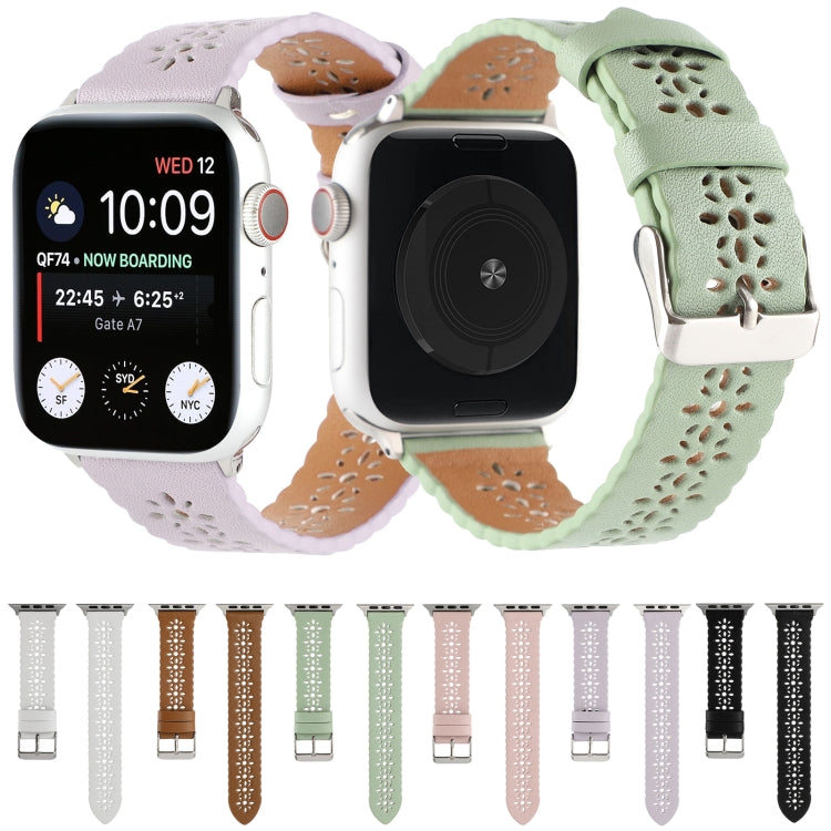 Rynx | Hollow Genuine Leather Watch Band for Apple Watch Ultra 49mm & Watch Ultra 2 49mm / Series 9 & 8 & 7 45mm / SE 3 & SE 2 & 6 & SE & 5 & 4 44mm / 3 & 2 & 1 42mm (Pink)