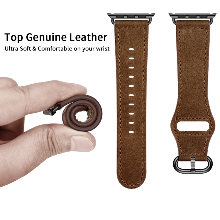 Rynx | Genuine Leather Band for Apple Watch Ultra 49mm & Watch Ultra 2 49mm / Series 9 & 8 & 7 45mm / SE 3 & SE 2 & 6 & SE & 5 & 4 44mm / 3 & 2 & 1 42mm (Dark Brown Crazy Horse Texture)