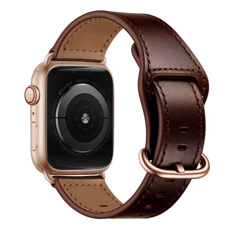 Rynx | Genuine Leather Watch Band for Apple Watch Series 9&8&7 41mm / SE 3&SE 2&6&SE&5&4 40mm / 3&2&1 38mm (Dark Brown Oil Texture)