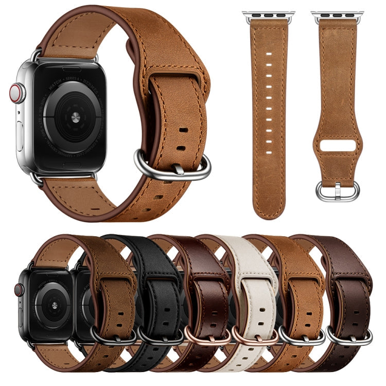 Rynx | Genuine Leather Watch Band for Apple Watch Series 9&8&7 41mm / SE 3&SE 2&6&SE&5&4 40mm / 3&2&1 38mm (Dark Brown Oil Texture)