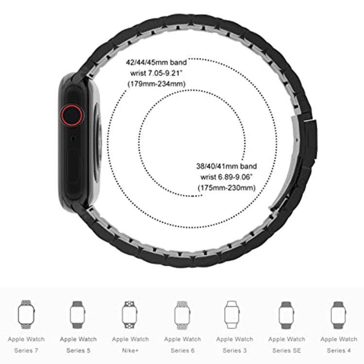 Rynx | 5-pearls stainless steel bracelet for Apple Watch Series 9&8&7 41mm / SE 3&SE 2&6&SE&5&4 40mm / 3&2&1 38mm (Black)