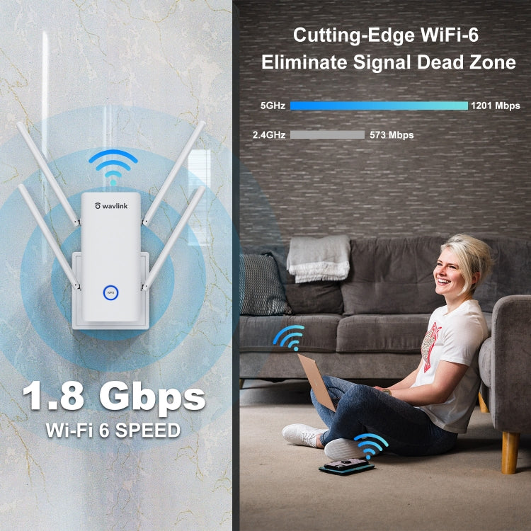 Rynx | Wavlink AERIAL D4X AX1800Mbps Dual Frequency WiFi Signal Amplifier WiFi6 Extender (US Plug)