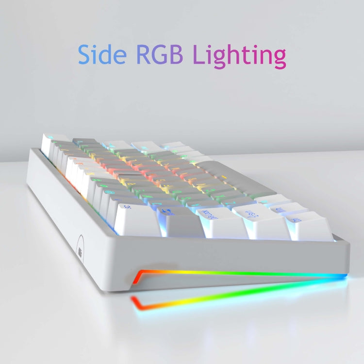 Rynx | AULA F3261 Type-C Wired Hot Swappable 61 Keys RGB Mechanical Keyboard (White Gray Green Shaft)