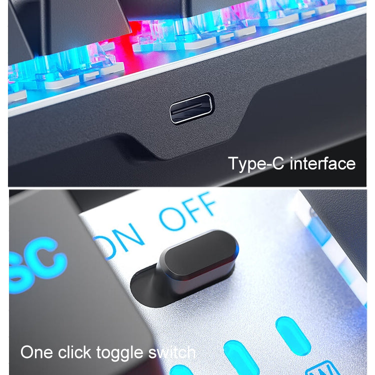 Rynx | AULA F3001 Backlit 87 Keys Wired/Wireless/Bluetooth Three Model Mechanical Gaming Keyboard (Silver White Tea Shaft)