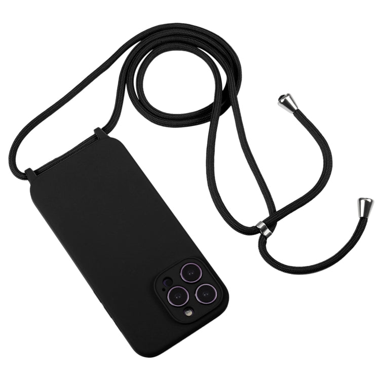RYNX | For iPhone 16 Pro Max Crossbody Lanyard Liquid Silicone Case(Black)
