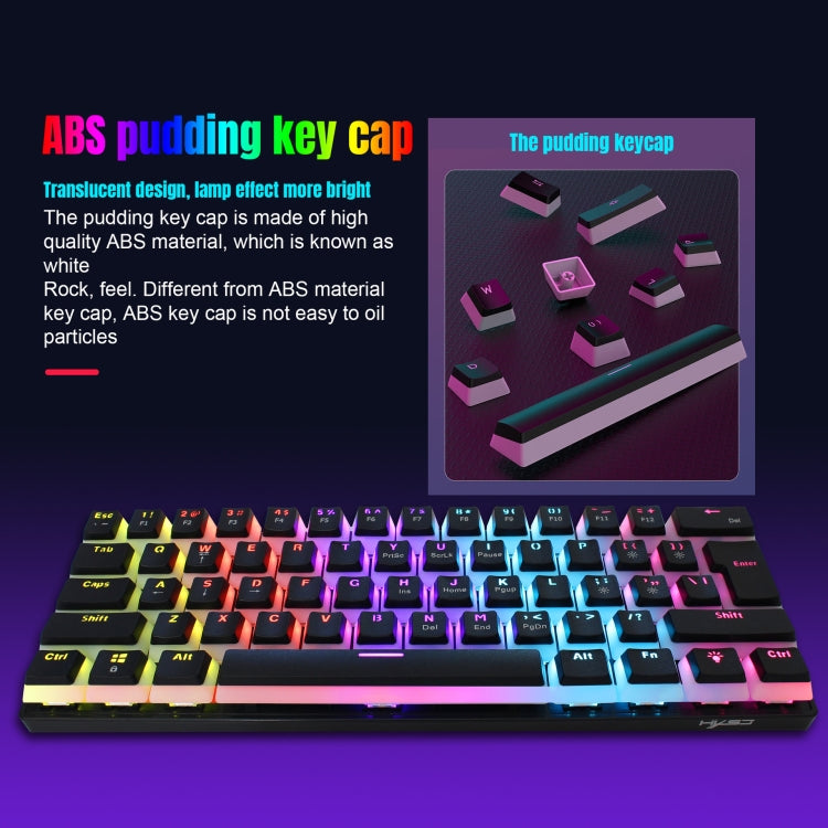 Rynx | HXSJ L700 Wired RGB Mechanical Keyboard 61 Pudding Keycaps (Black)