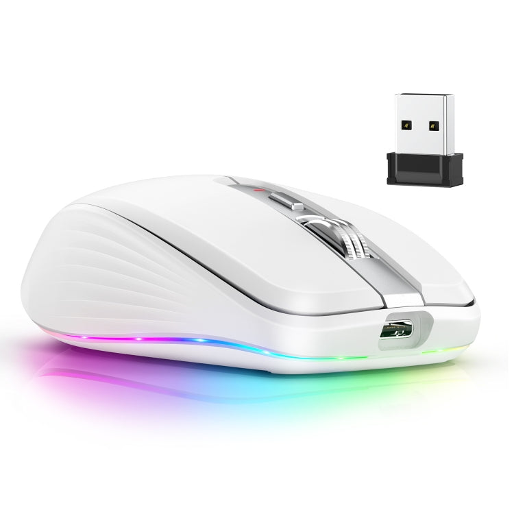 Rynx | HXSJ M303 2400DPI Dual Mode 2.4GHz + Bluetooth 5.1 Wireless Mouse (White)