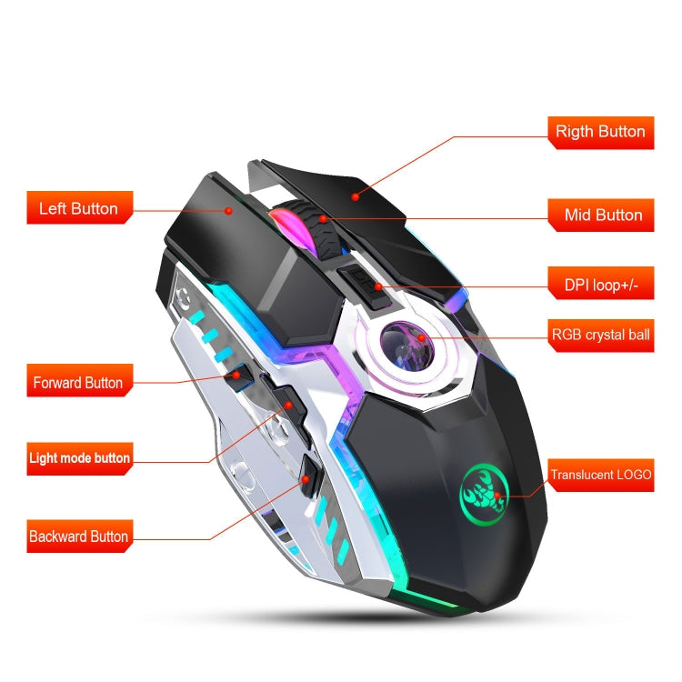 Rynx | HXSJ T30 2400DPI RGB 2.4GHz Wireless Mouse (Metallic Gray)