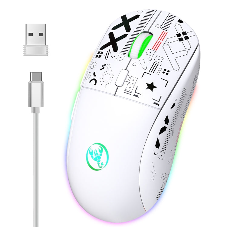 Rynx | HXSJ T90 RGB Light Three-Mode Wireless Gaming Mouse (White)