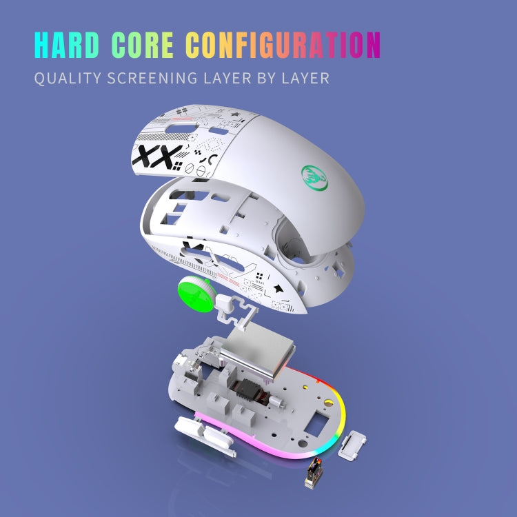 Rynx | HXSJ T90 RGB Light Three-Mode Wireless Gaming Mouse (White)
