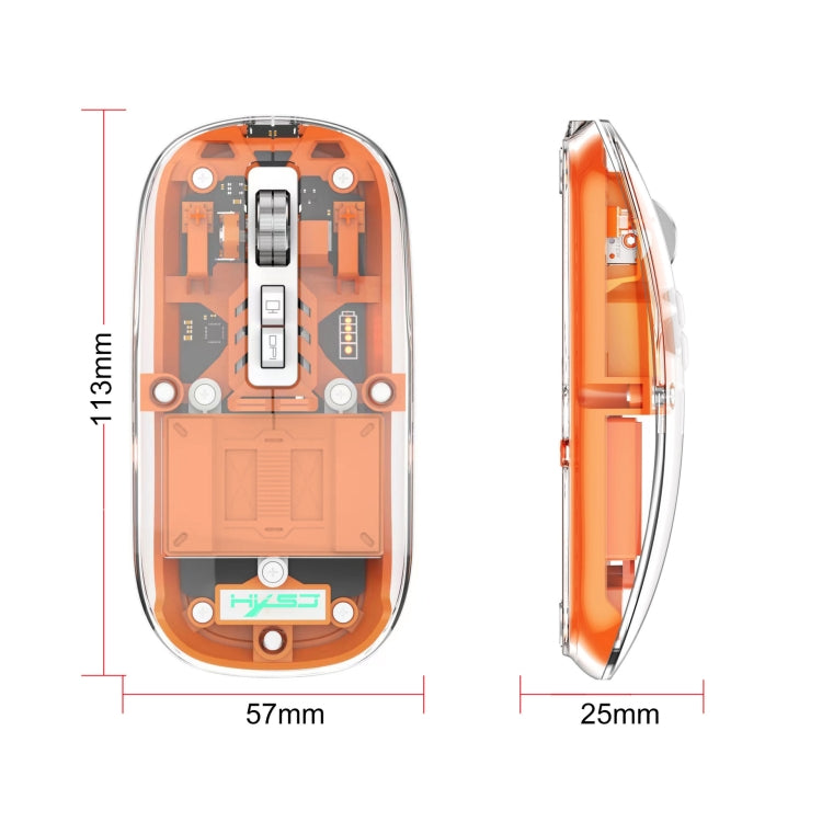 Rynx | HXSJ T900 Transparent Magnet Three-Mode Wireless Gaming Mouse (Orange)
