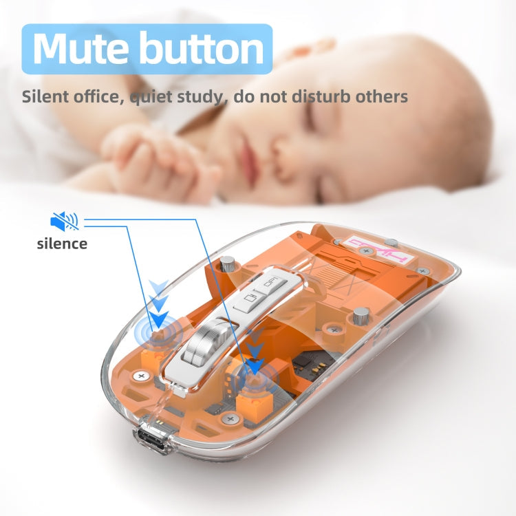 Rynx | HXSJ T900 Transparent Magnet Three-Mode Wireless Gaming Mouse (White)