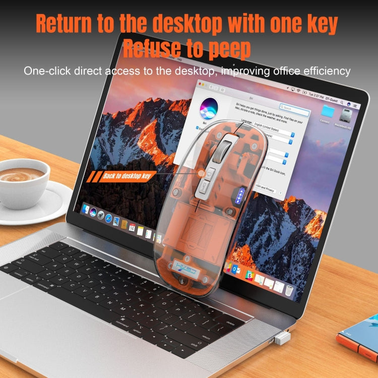 Rynx | HXSJ T900 Transparent Magnet Three-Mode Wireless Gaming Mouse (Orange)