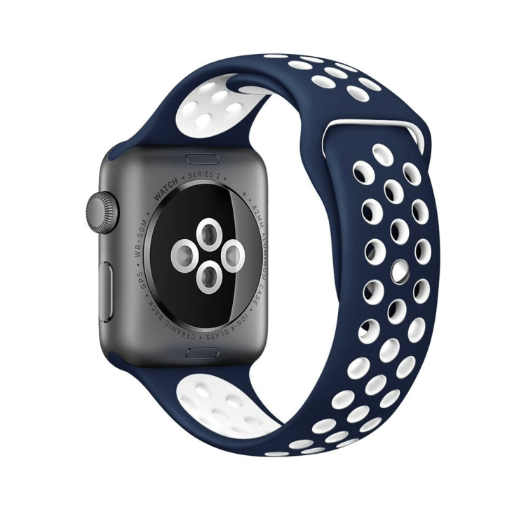 Rynx | For Apple Watch Series 7 41mm / 6 & SE & 5 & 4 40mm / 3 & 2 & 1 38mm Sport Silicone Strap Standard Edition (Dark Blue White)