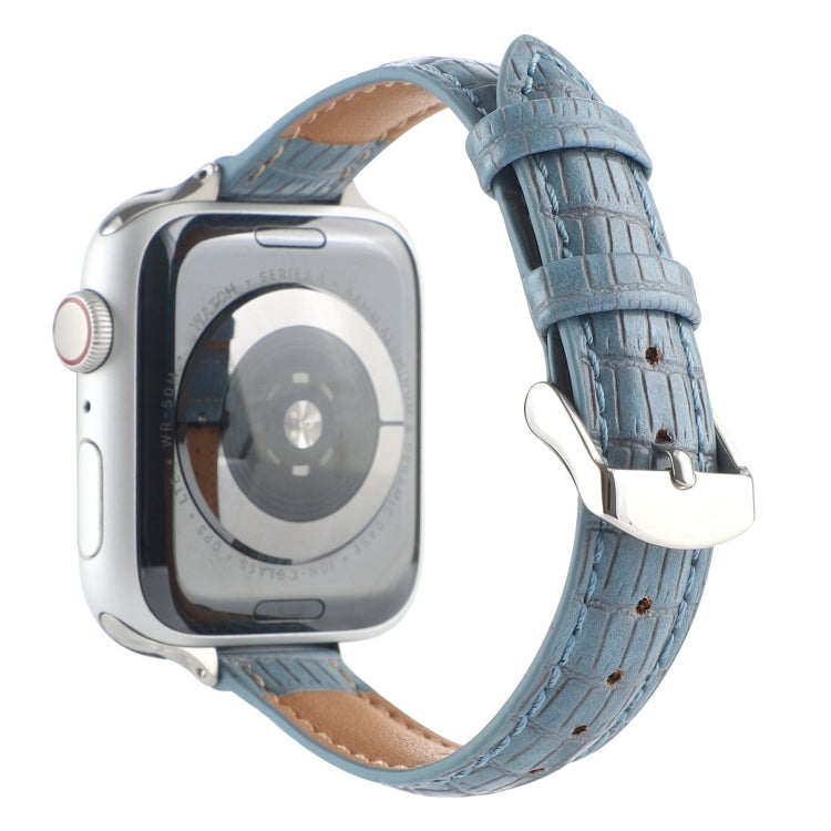 Rynx | For Apple Watch Series 9 45mm Slim Crocodile Leather Band (Light Blue)