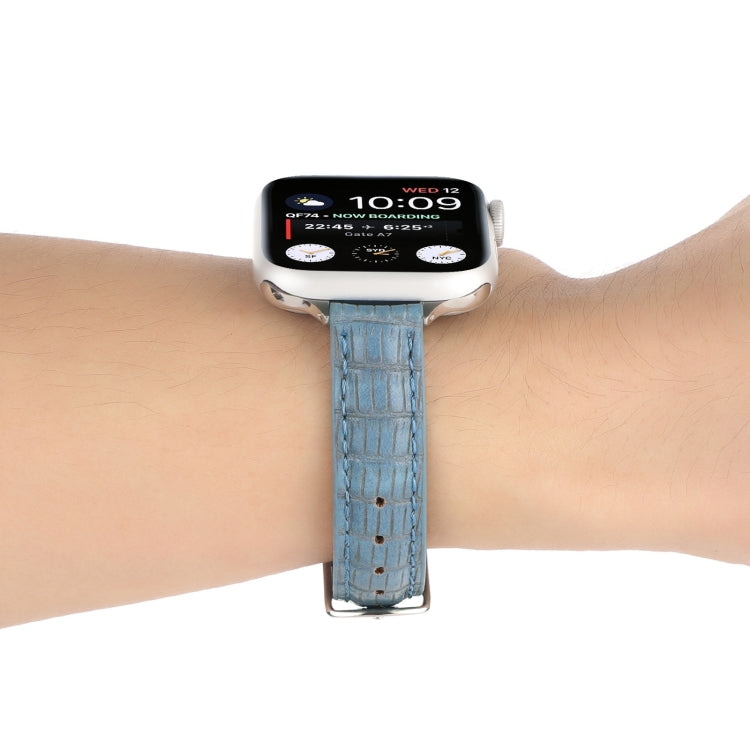 Rynx | For Apple Watch Series 9 45mm Slim Crocodile Leather Band (Light Blue)